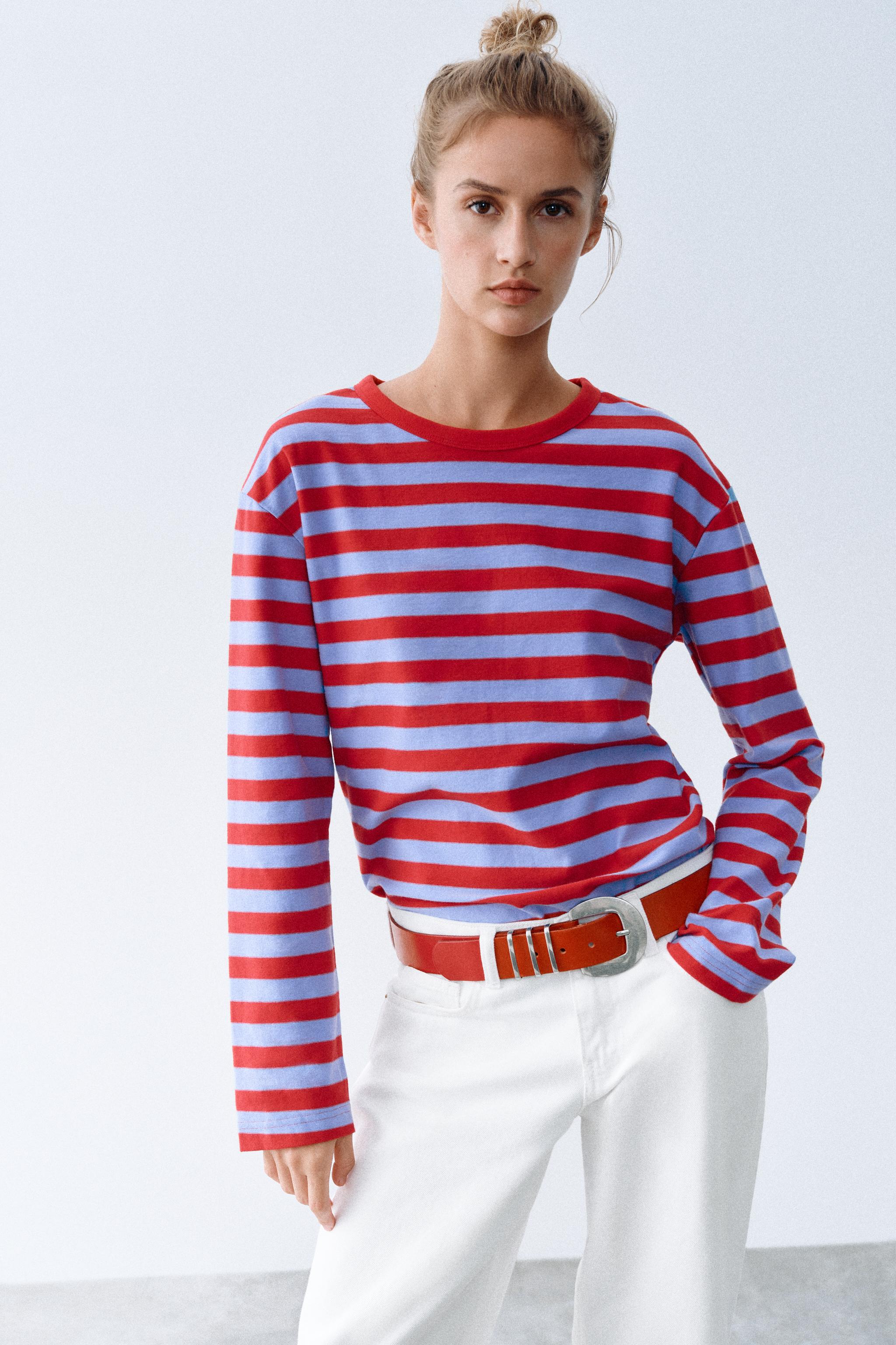 STRIPED CREW NECK T-SHIRT