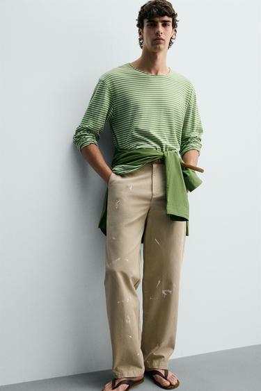 PANTALON CHINO STRAIGHT FIT EFFET ÉCLABOUSSURES - Beige de Zara - Image 5