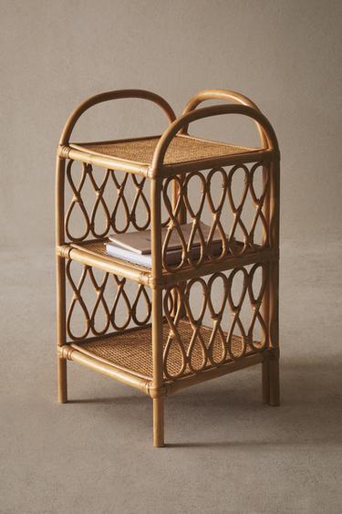 RATTAN BEDSIDE TABLE - Light beige by Zara