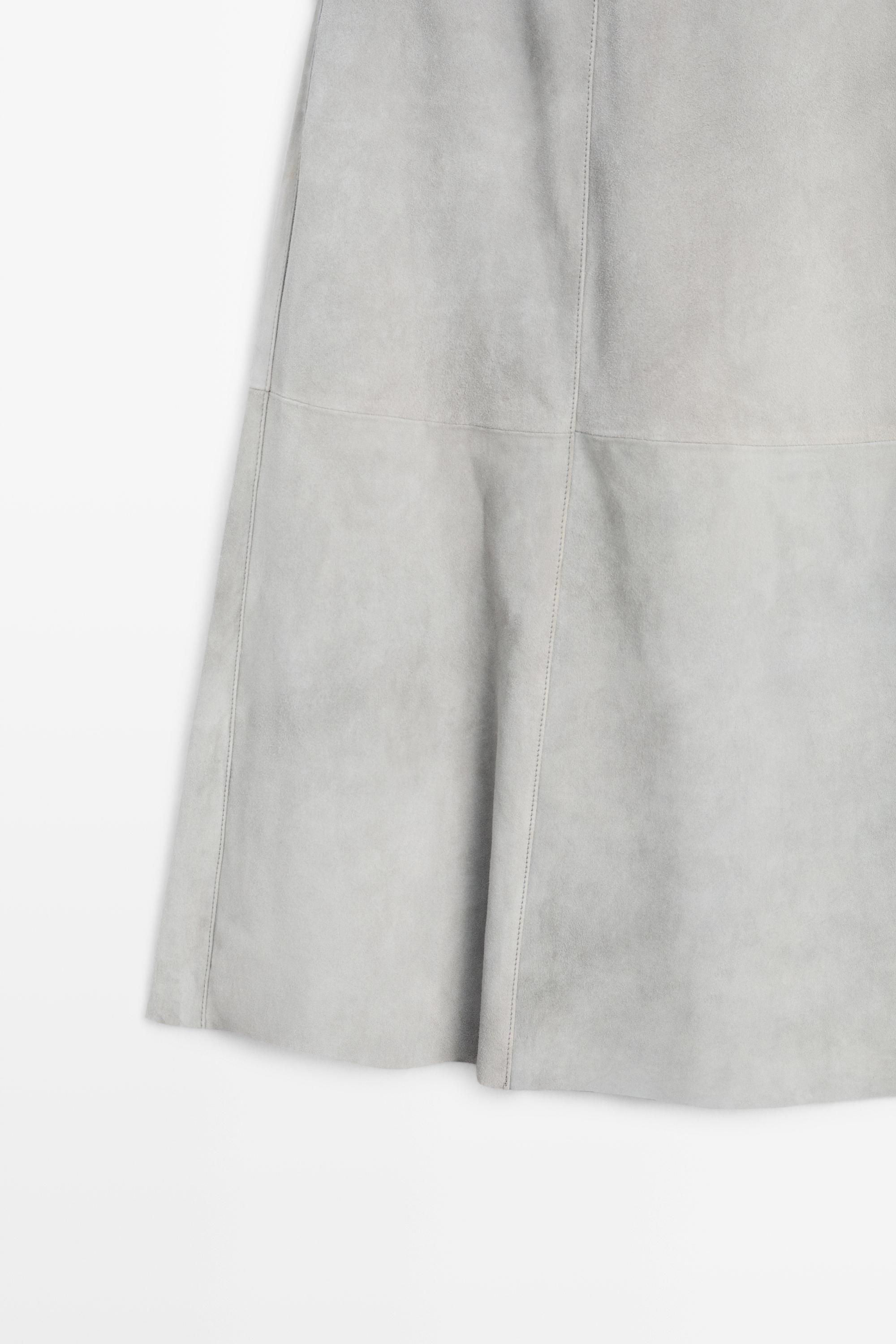 Suede leather sash skirt