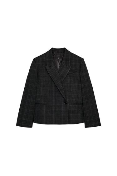 OVERSIZE CROPPED CHECK BLAZER