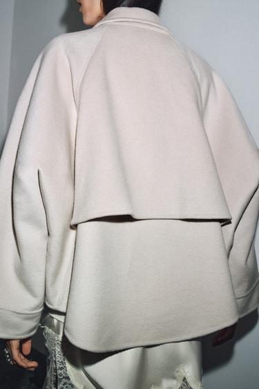 VESTE AVEC LAINE FERMETURE ÉCLAIR ZW COLLECTION - Écru de Zara - Image 5