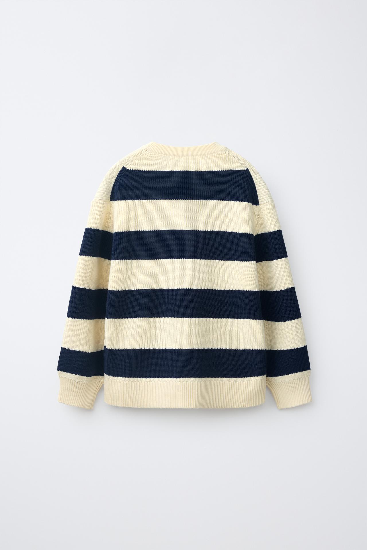 PURL KNIT JUMPER — Ecru / Navy