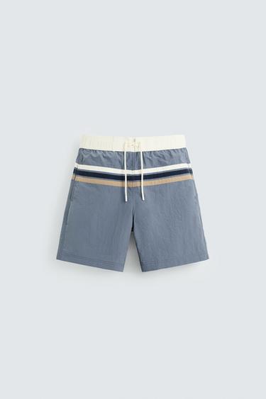 Zara STRIPED LONG SWIMSUIT - Indigo