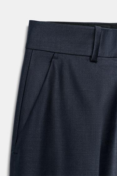 ZW COLLECTION WOOL BLEND PRESSED CREASE TROUSERS - Navy blue by Zara - Image 5