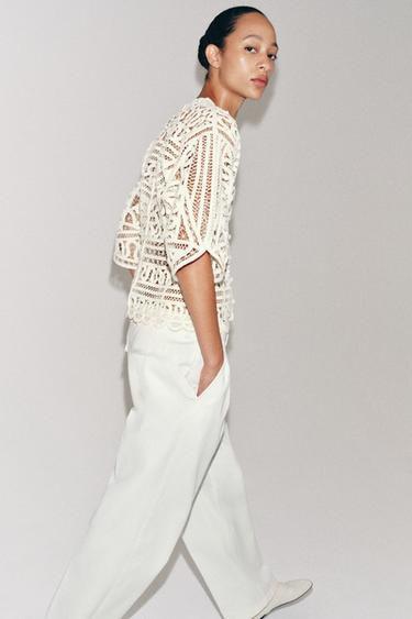 ZW COLLECTION CROCHET TOP - Ecru by Zara - Image 4