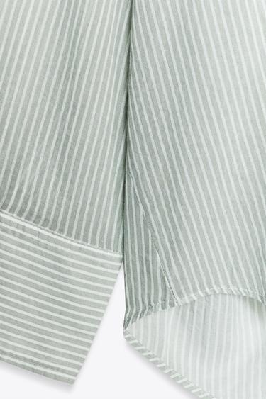 CHEMISE OVERSIZE GAZE RAYURES - Blanc / Vert de Zara - Image 5