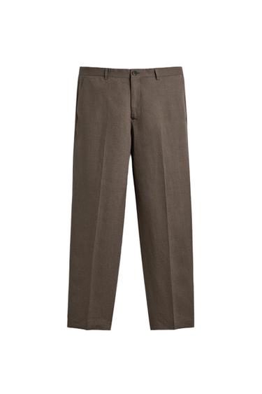 PANTALÓN TRAJE 100% LINO - Visón de Zara