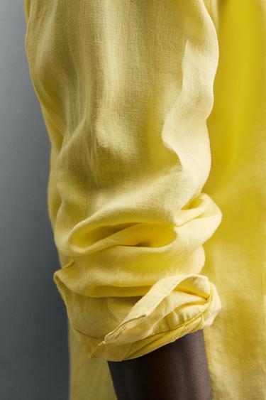 CHEMISE REGULAR FIT 100% LIN - Jaune de Zara - Image 6