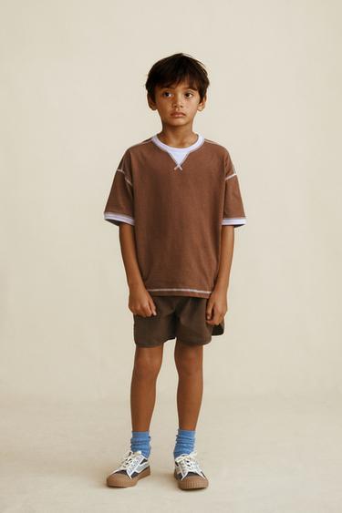 T-SHIRT WITH CONTRAST TOPSTITCHING CREATED BY CARAMEL LONDON X ZARA - Light yellow by Zara