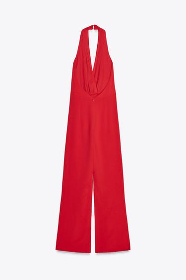 HALTER NECK KNOT JUMPSUIT - Red by Zara - Image 9