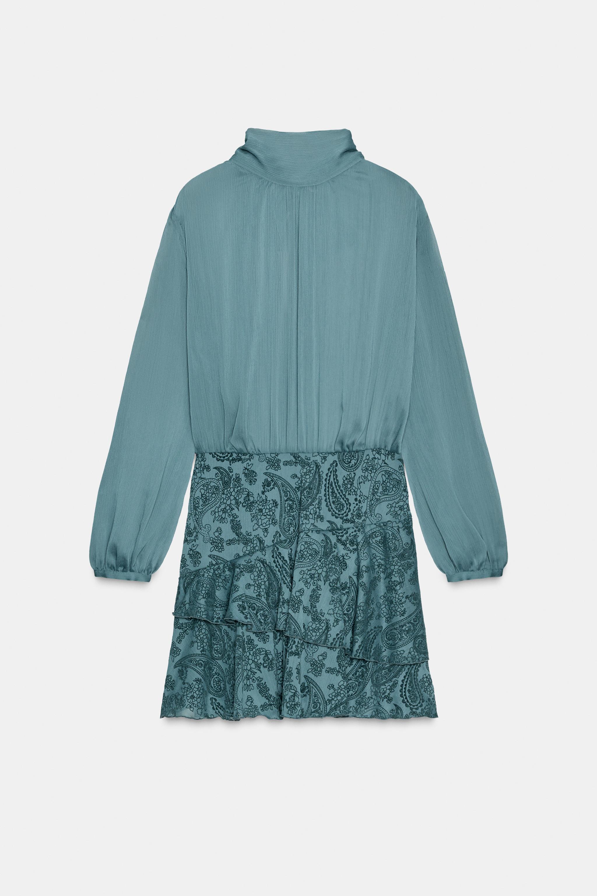 RUFFLED COMBINATION MINI DRESS