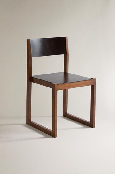 CHAISE STRUCTURE BOIS ET CUIR - Bordeaux foncé de Zara - Image 0