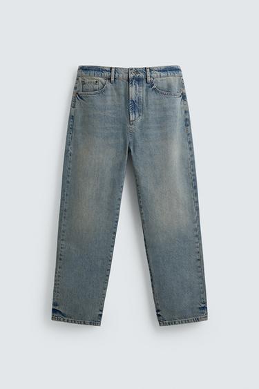 Zara STRAIGHT FARMERKE DO ČLANKA – mid-plava