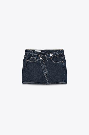 Zara TRF CROSS-WAIST DENIM SKIRT - Dark indigo - Image 0