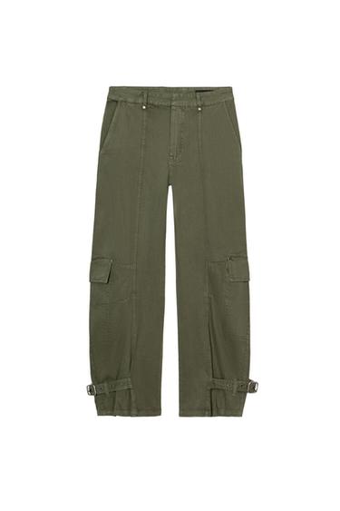 ZW COLLECTION BARREL CARGO TROUSERS - Light khaki by Zara