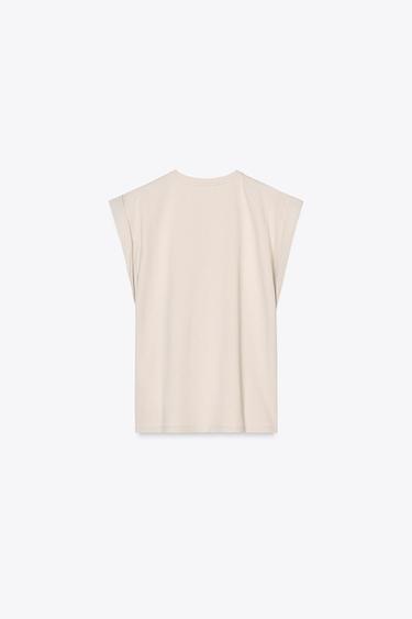 DROP SHOULDER TEXTURED T-SHIRT - Sand by Zara - Image 5