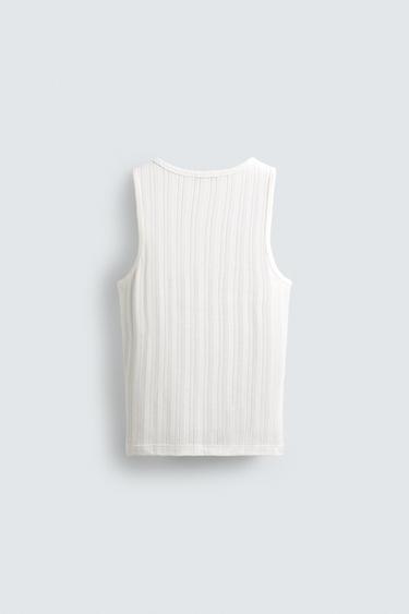 DÉBARDEUR CÔTELÉ BRODÉ - Blanc cassé de Zara - Image 7