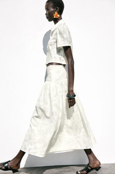 TEXTURED MIDI SKIRT - White by Zara - Image 2