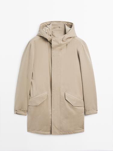 Zara Parka made of water-repellent peach-effect fabric - Beige