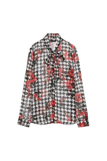 PRINTED SHIRT WITH TIED BELT