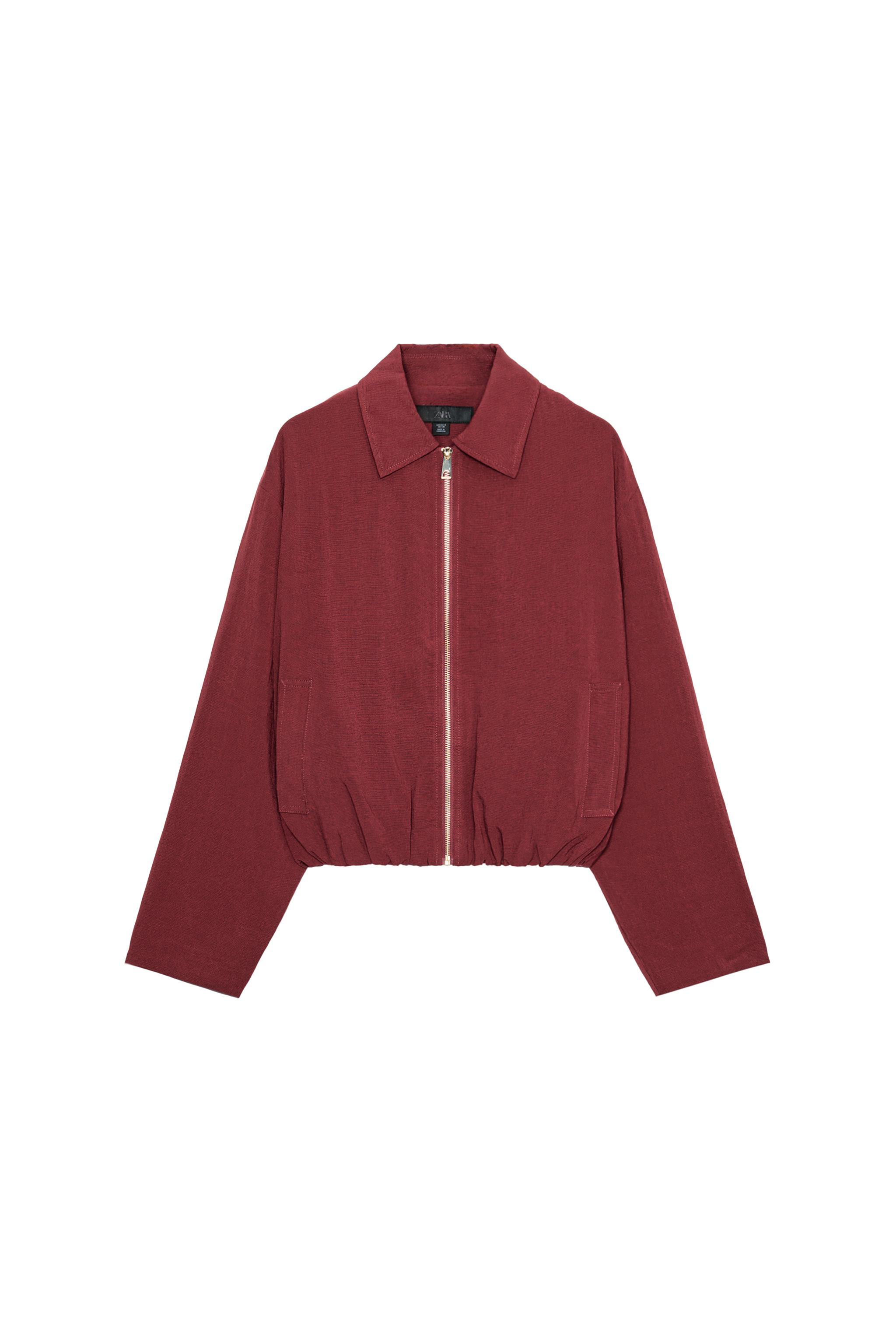 JAQUETA BOMBER MISTURA VISCOSE - Grená | ZARA Brasil