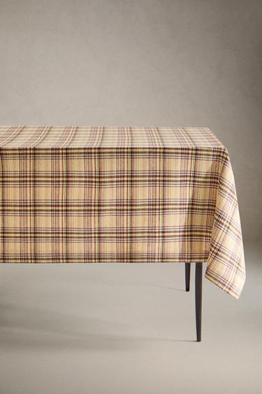 CHECK COTTON LINEN TABLECLOTH - Yellow by Zara - Image 4