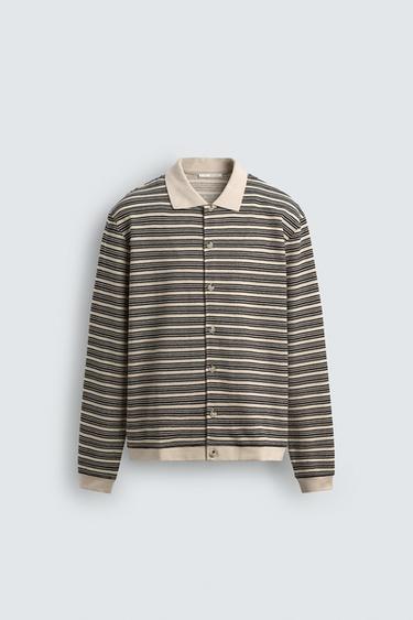 STRIPED TEXTURED JACKET - Ecru / Black by Zara