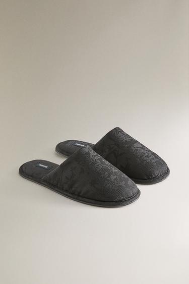 CHAUSSONS OUVERTS À L’ARRIÈRE JACQUARD - Noir de Zara - Image 1