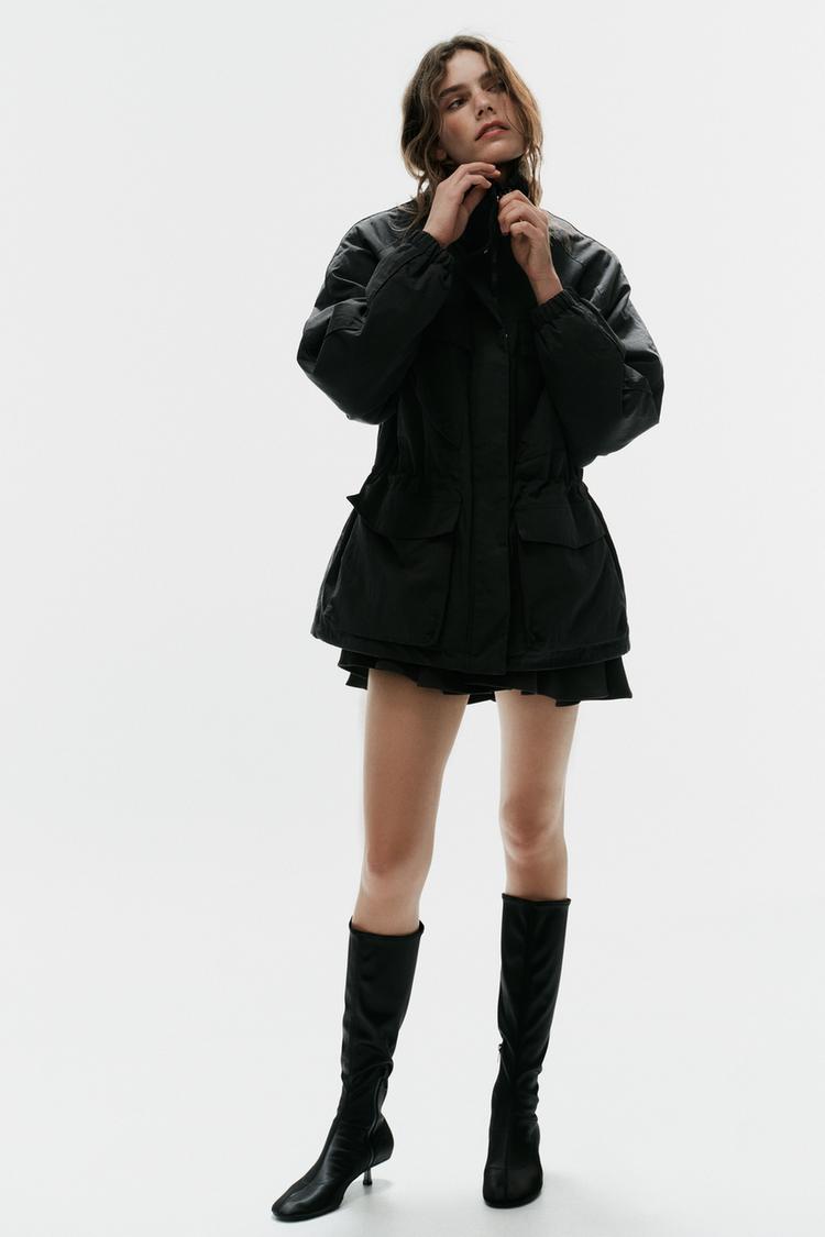 POCKETED QUILTED JACKET — Black
