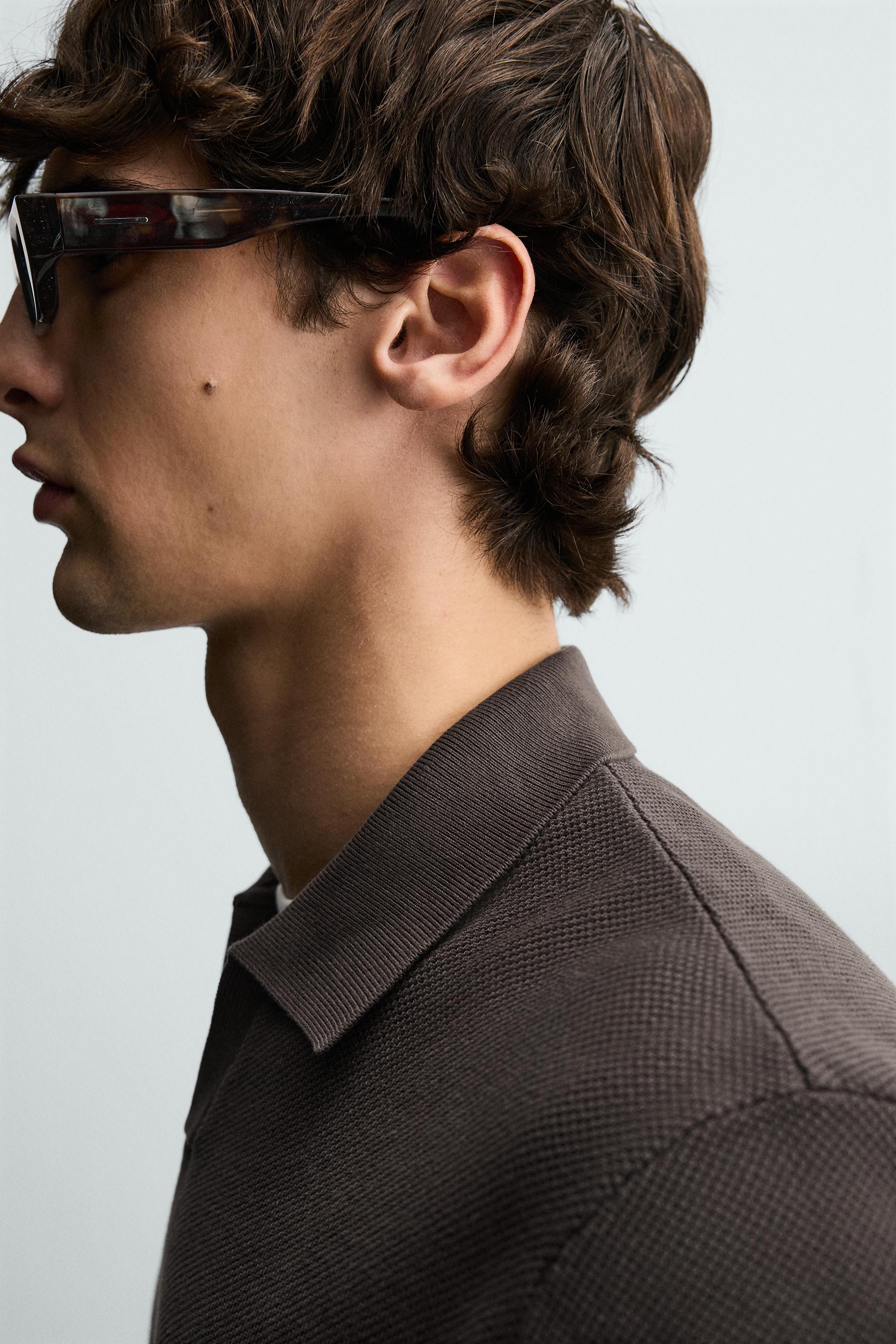 Мужские свитеры Zara REGULAR FIT TEXTURED KNIT POLO — фото 6