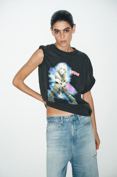 T-SHIRT EFFET DÉLAVÉ BRITNEY SPEASRS© - Gris anthracite de Zara - Image 2