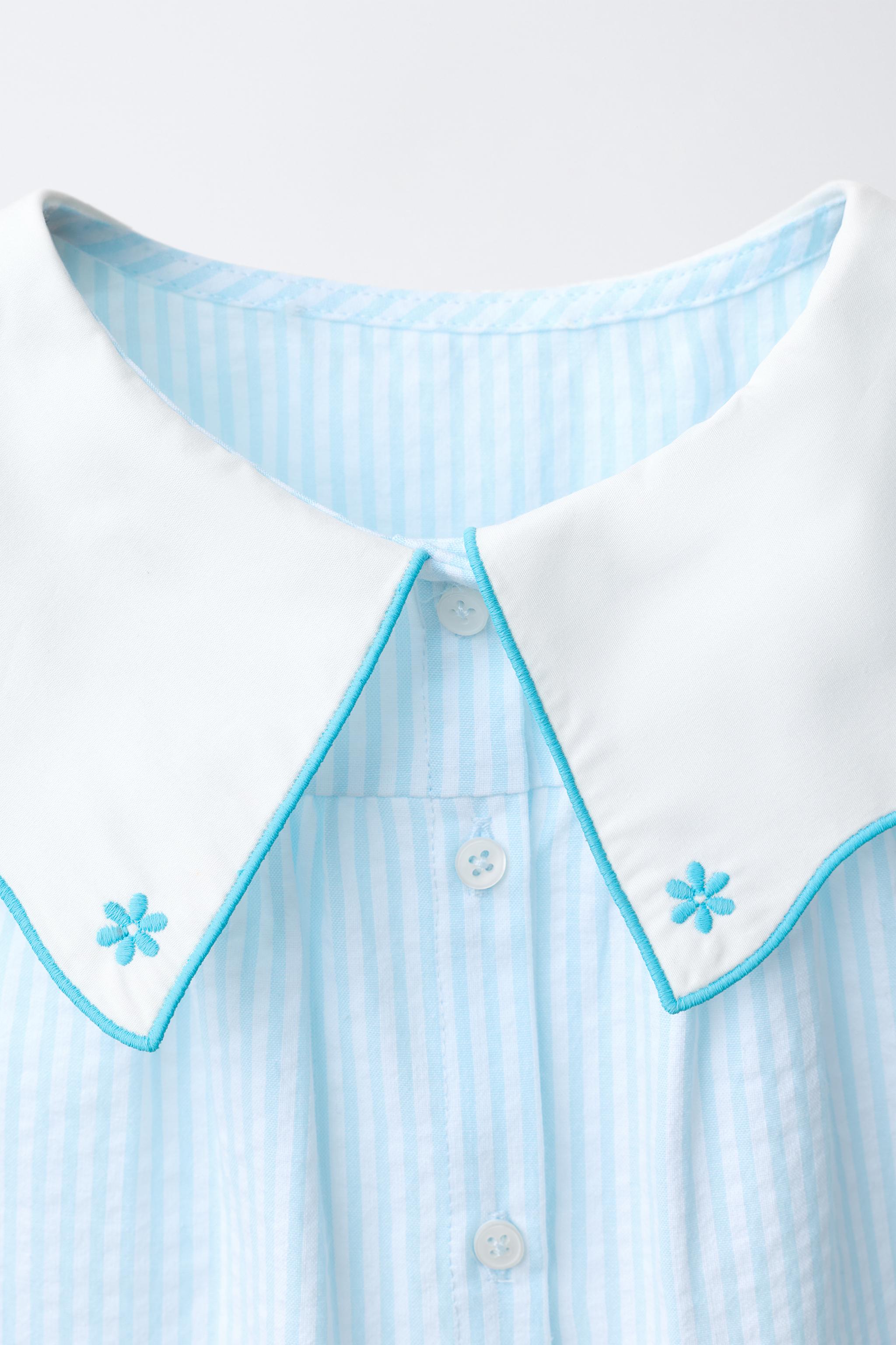 EMBROIDERED COLLAR STRIPED SHIRT