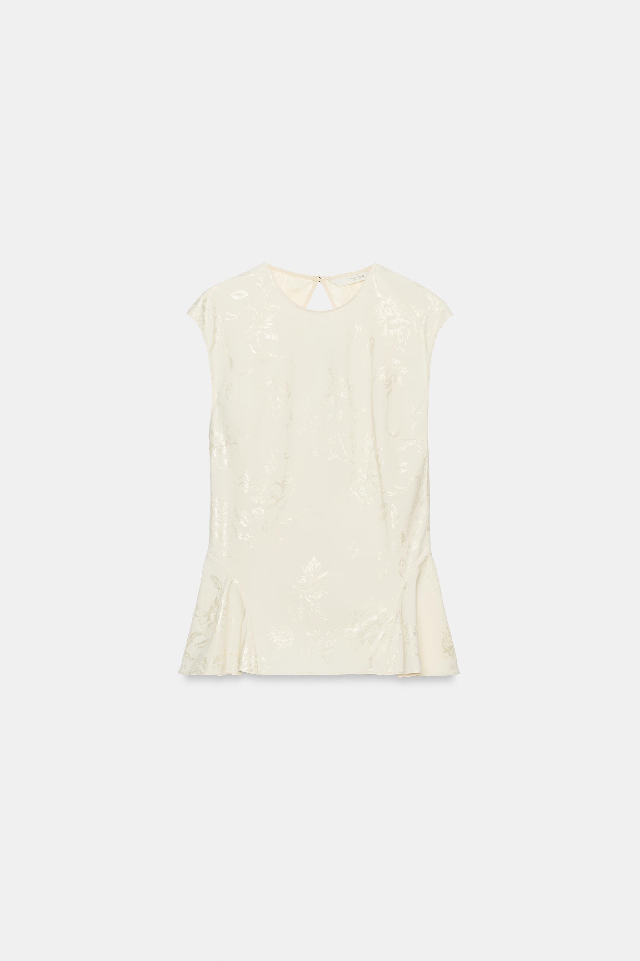 Женские рубашки Zara ZW COLLECTION JACQUARD PEPLUM SHIRT — фото 7