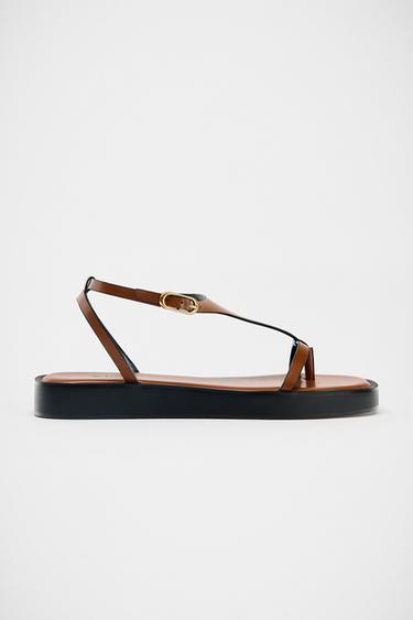 STRAPPY PLATFORM SANDALS - Brown by Zara