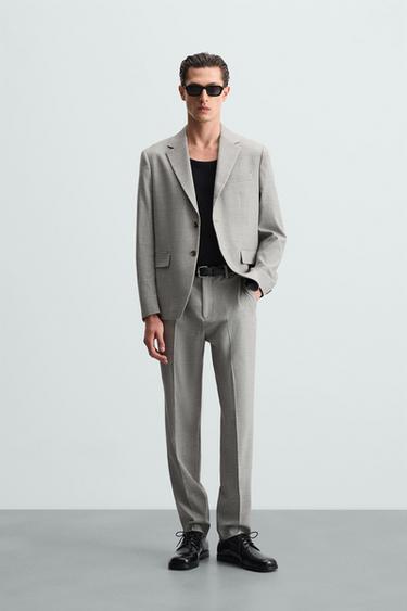 WOOL-BLEND TEXTURED SUIT - Pearl grey by Zara - Image 0
