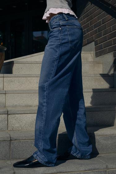 HIGH-WAIST TRF BARREL JEANS - Navy blue by Zara - Image 2