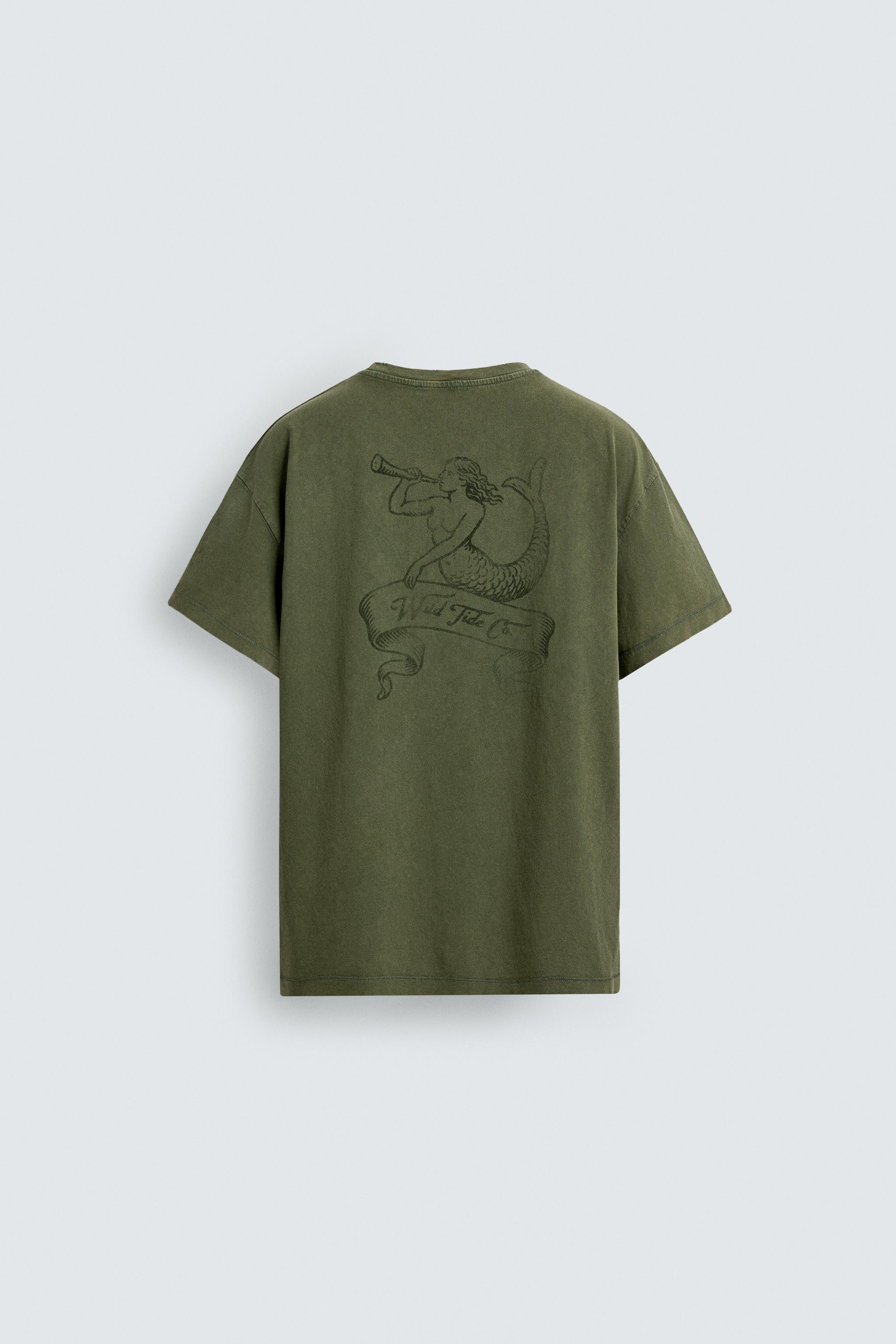 マーメイドプリント リラックスフィットTシャツ - ミディアムグリーン