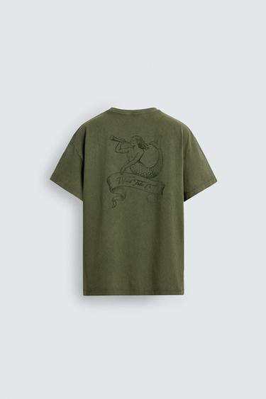 RELAXED FIT MERMAID PRINT T-SHIRT - Mid-green by Zara - Image 7