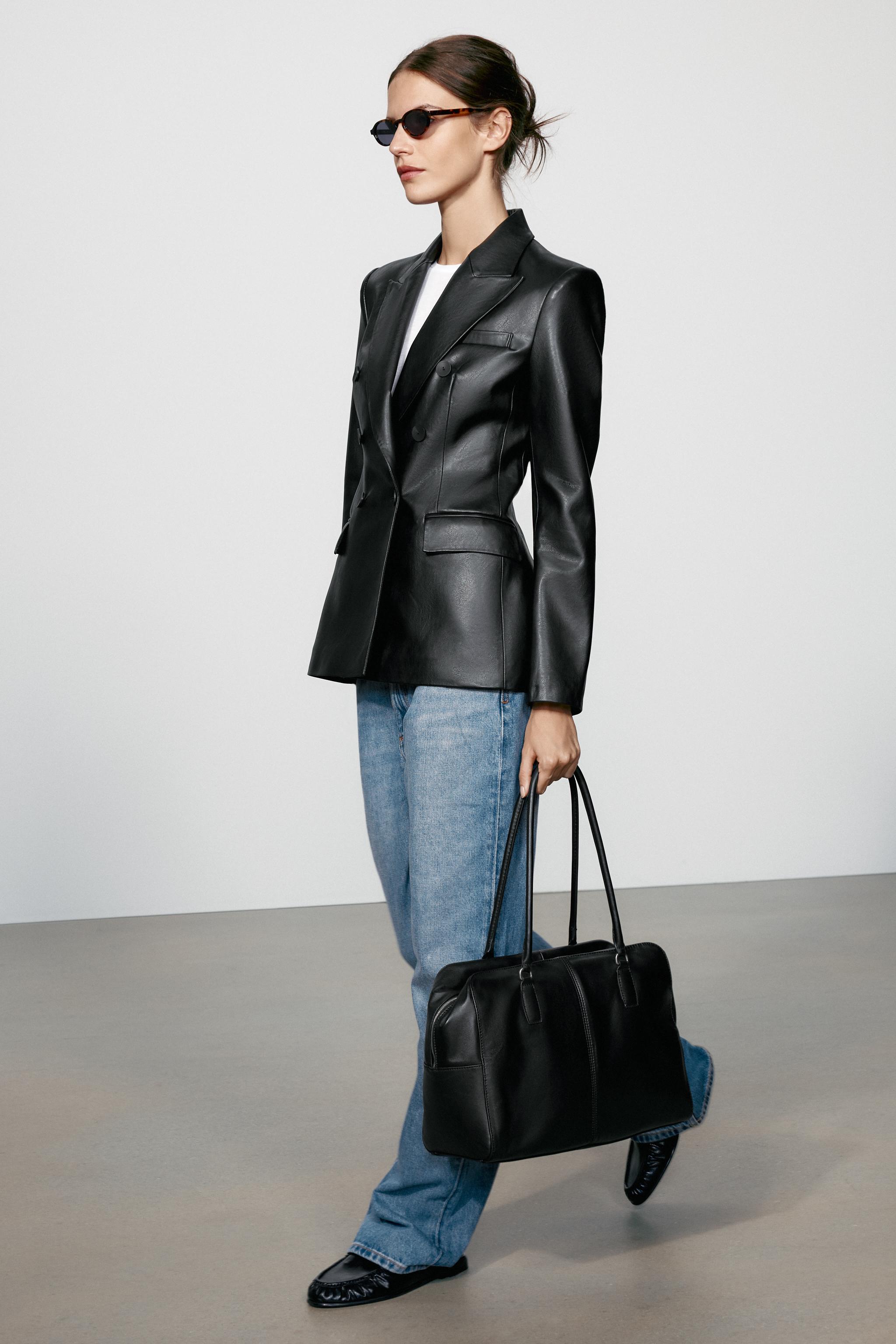 VESTE CROISÉE MATIÈRE SYNTHÉTIQUE