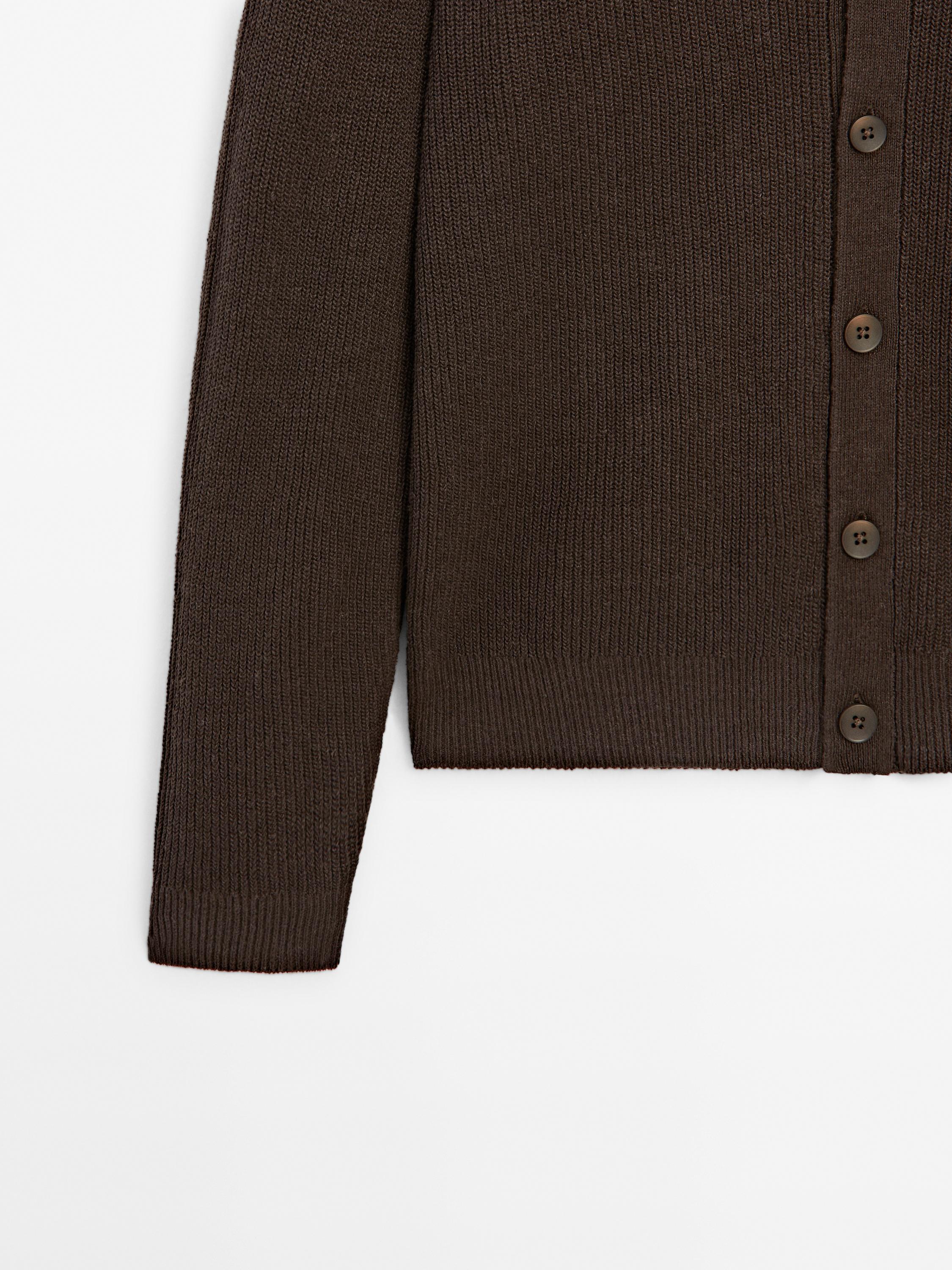 Knit cardigan with buttons - Limited Edition - Dark brown | ZARA 