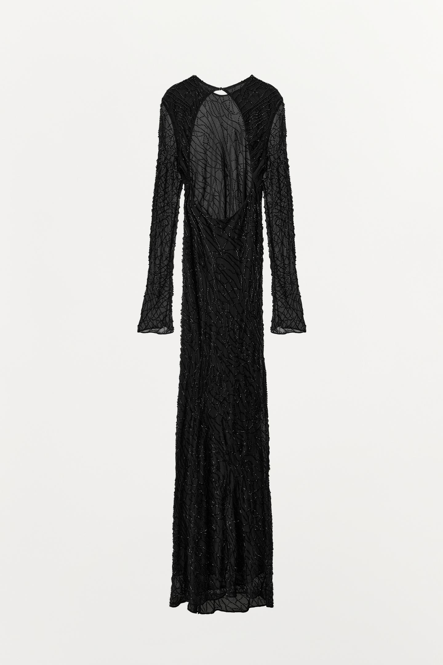Женское платье Zara 100% Viscose Beaded Maxi, цвет: Чёрный — фото 9