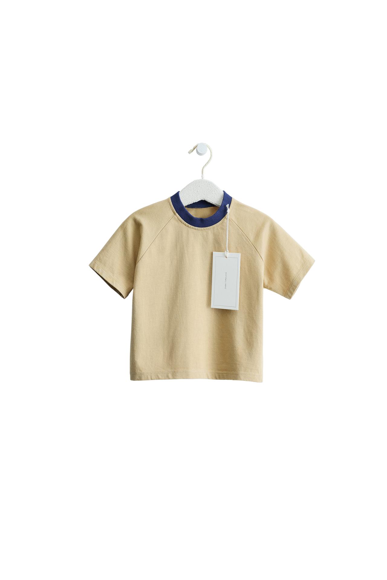 ZARA TIMELESS — ФУТБОЛКА С КОНТРАСТНЫМ ВОРОТНИКОМ
