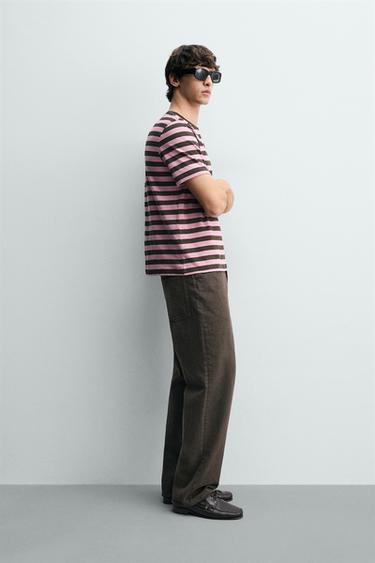 T-SHIRT EN JACQUARD À RAYURES - rayures de Zara - Image 3