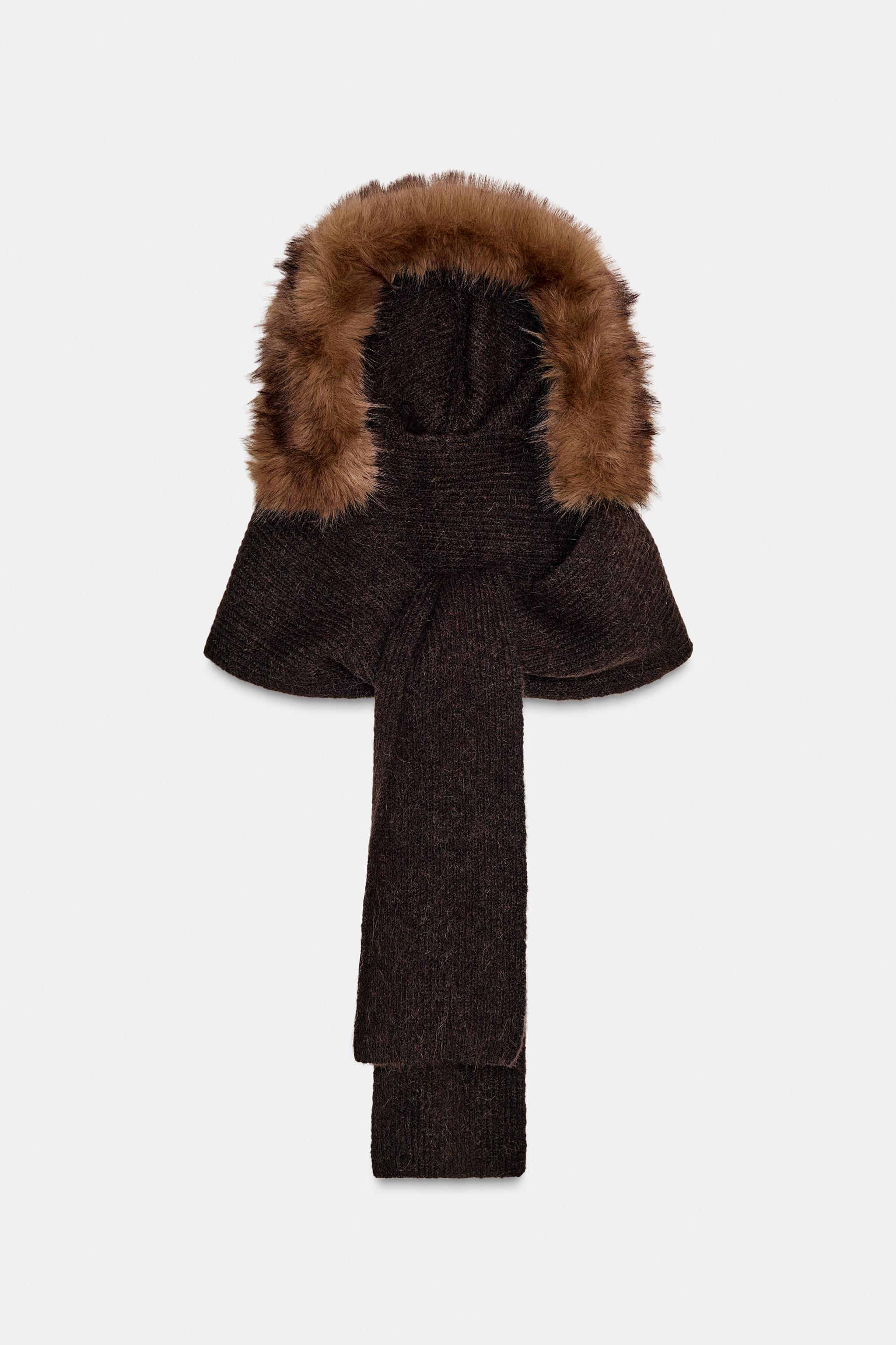 FAUX FUR HOODED SCARF