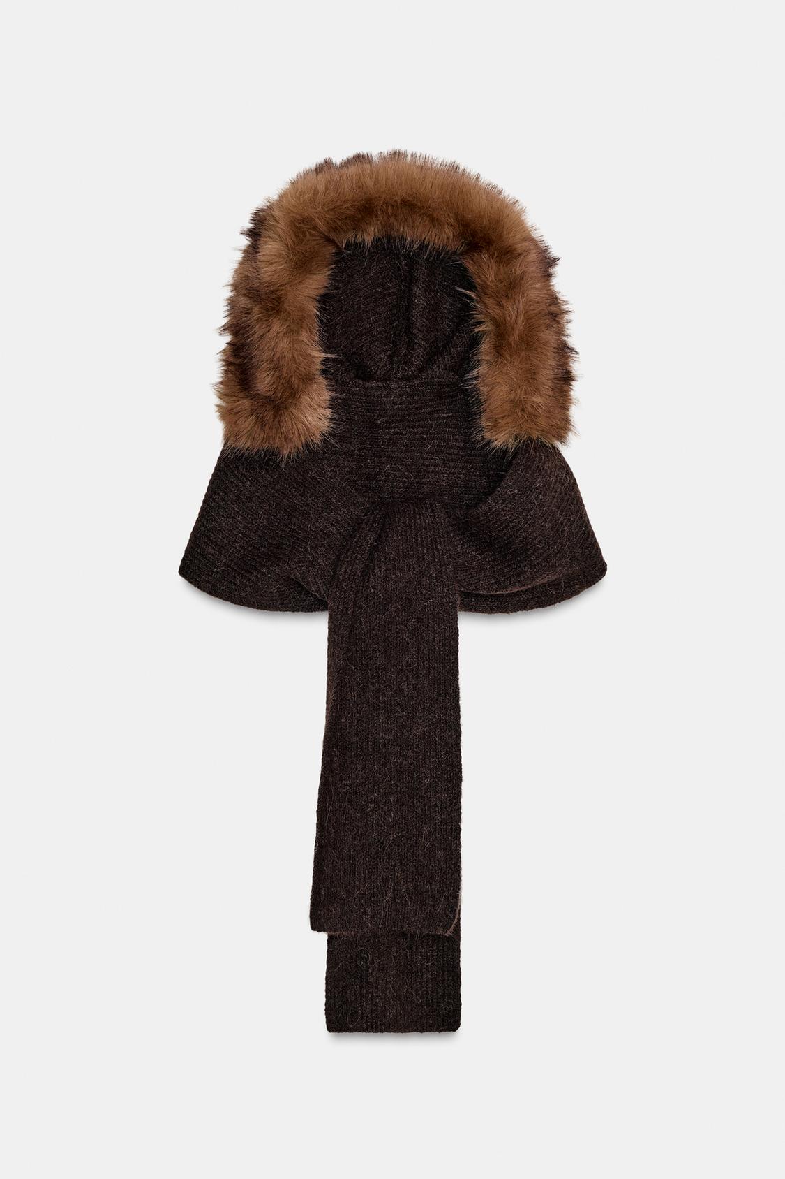 FAUX FUR SCARF HOOD