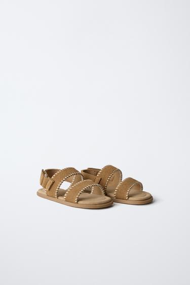 LEATHER BAREFOOT SANDALS - Brown by Zara - Image 2