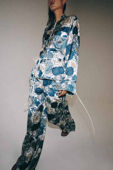 PANTALON À FLEURS ZW COLLECTION - Bleu de Zara - Image 3