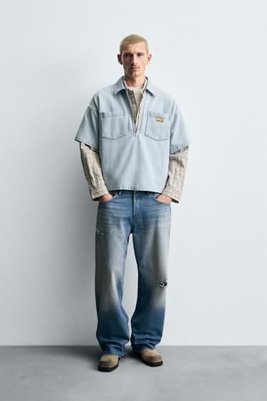 LIGHTWEIGHT DENIM POLO SHIRT - Light blue by Zara - Image 0