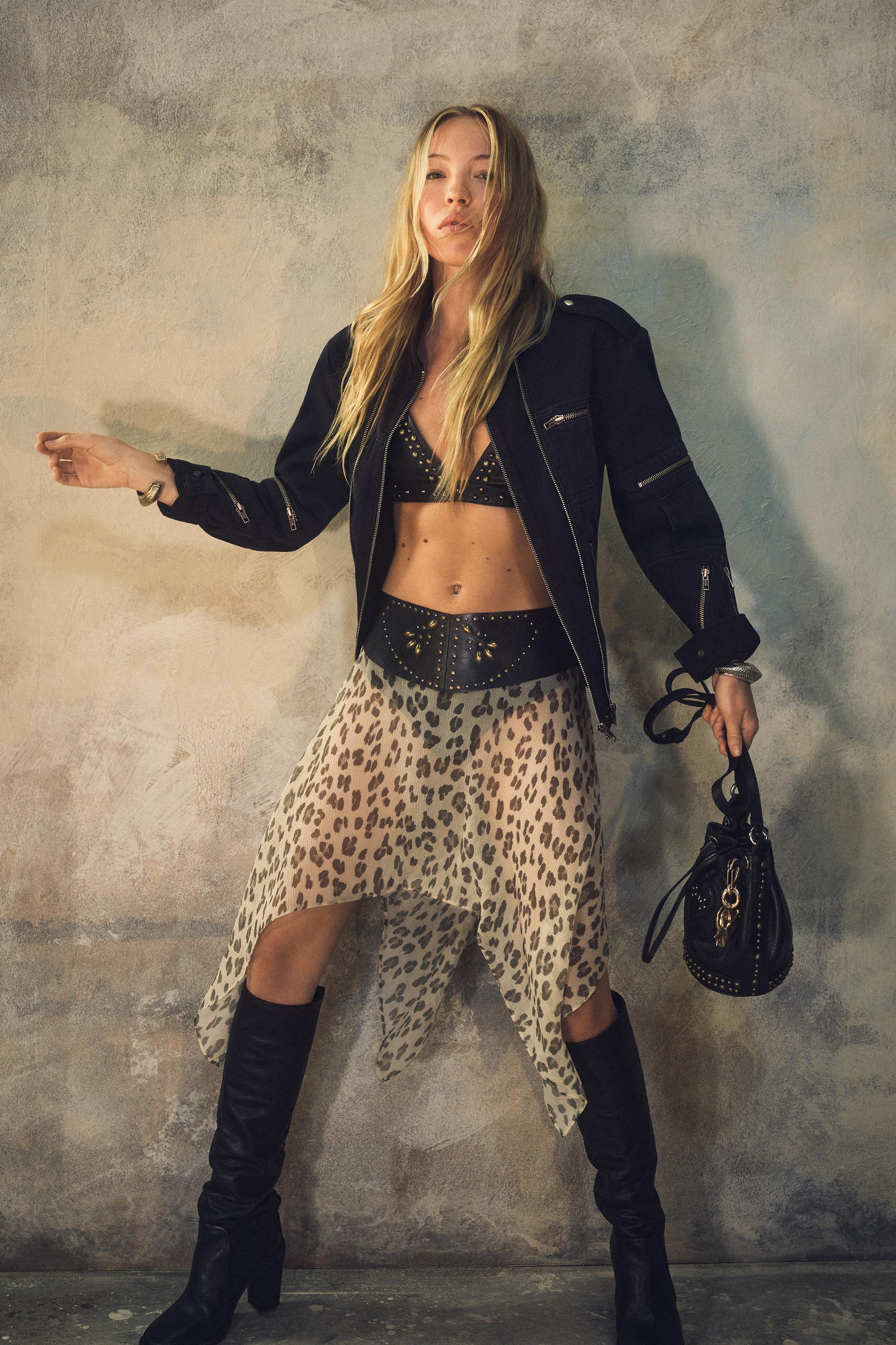 STUDDED RUCHED LEATHER BUCKET BAG KATE MOSS X ZARA